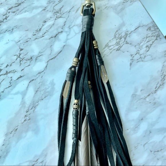 Buffalo Girl Versailles Apache Tasseled Black Leather Bag with Citrine Crystal - Picture 15 of 15